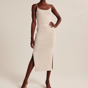Abercrombie Slim Ribbed Midi Skirt with slits